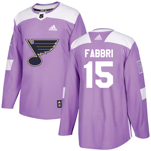 Adidas Blues #15 Robby Fabbri Purple Authentic Fights Cancer Stitched NHL Jersey